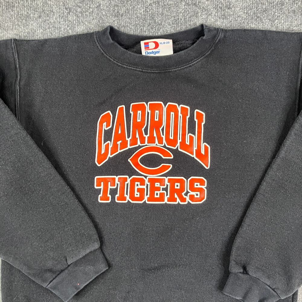 Dodger Carroll Tigers Sweatshirt‎ Boys XL Black Crewneck School Spirit Pullover